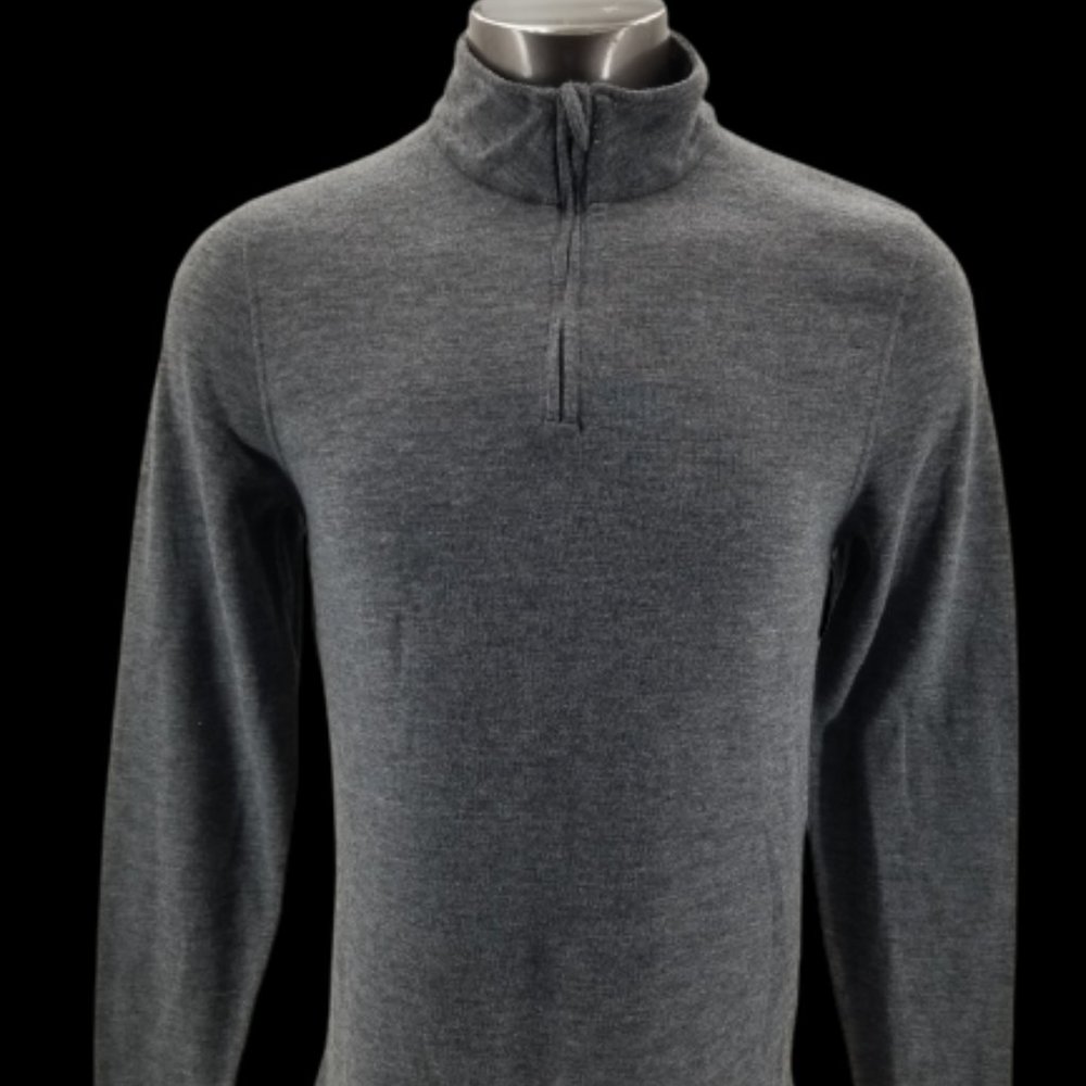 Omni Wool Base Layer Shirt Men’s Large Polyester Wool Gray Long Sleeve Hiking